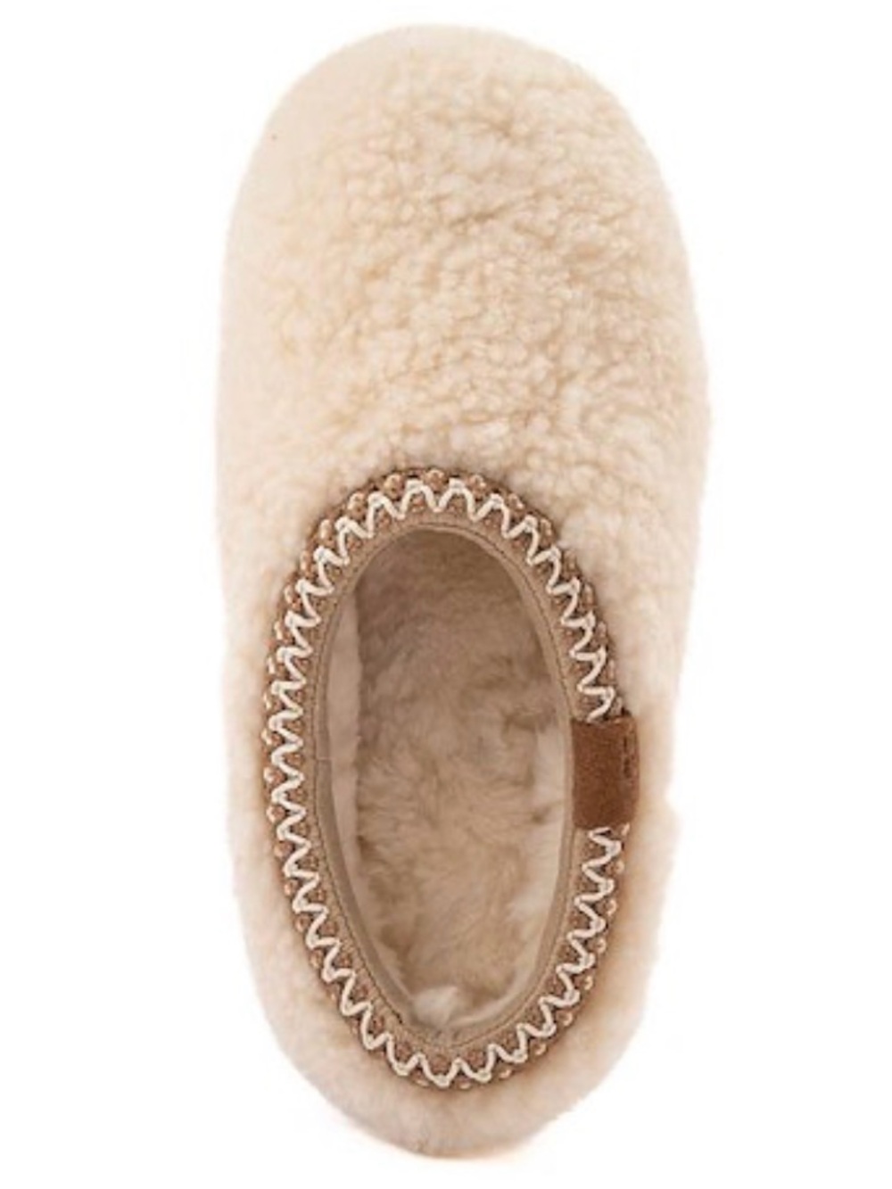 UGG Kids Cozy Sherpa Slippers in Cream and Tan with tan trim